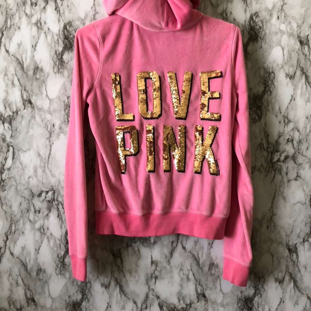 Love PINK Zip Up Hoodie Sequin